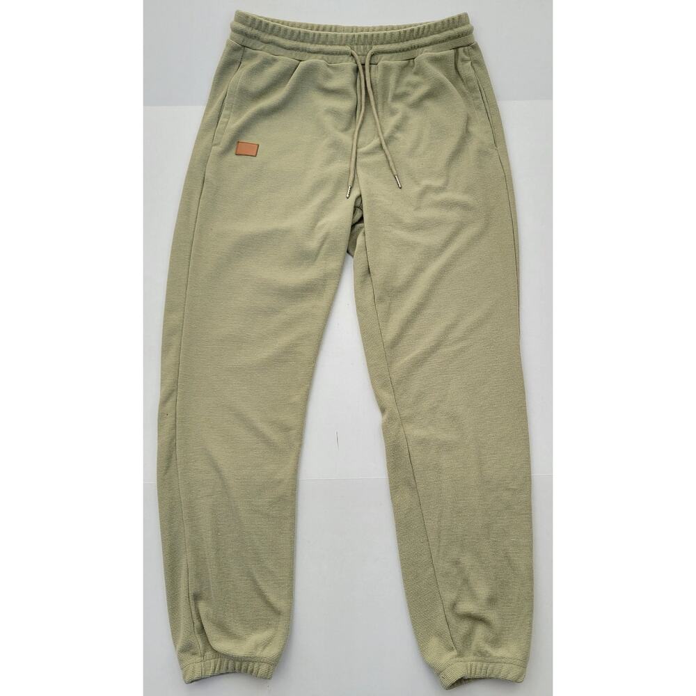 JMIERR Waffle Knit Men's M Joggers Sage Green Drawstring Pockets Comfort Pants